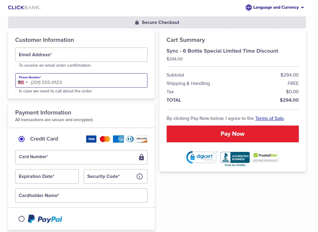 Sunlight Loophole sync Order Form